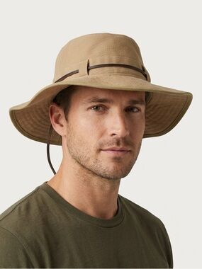 P.O.P Vintage Canvas Outdoor Sun Hat with Chin Cord - Taupe